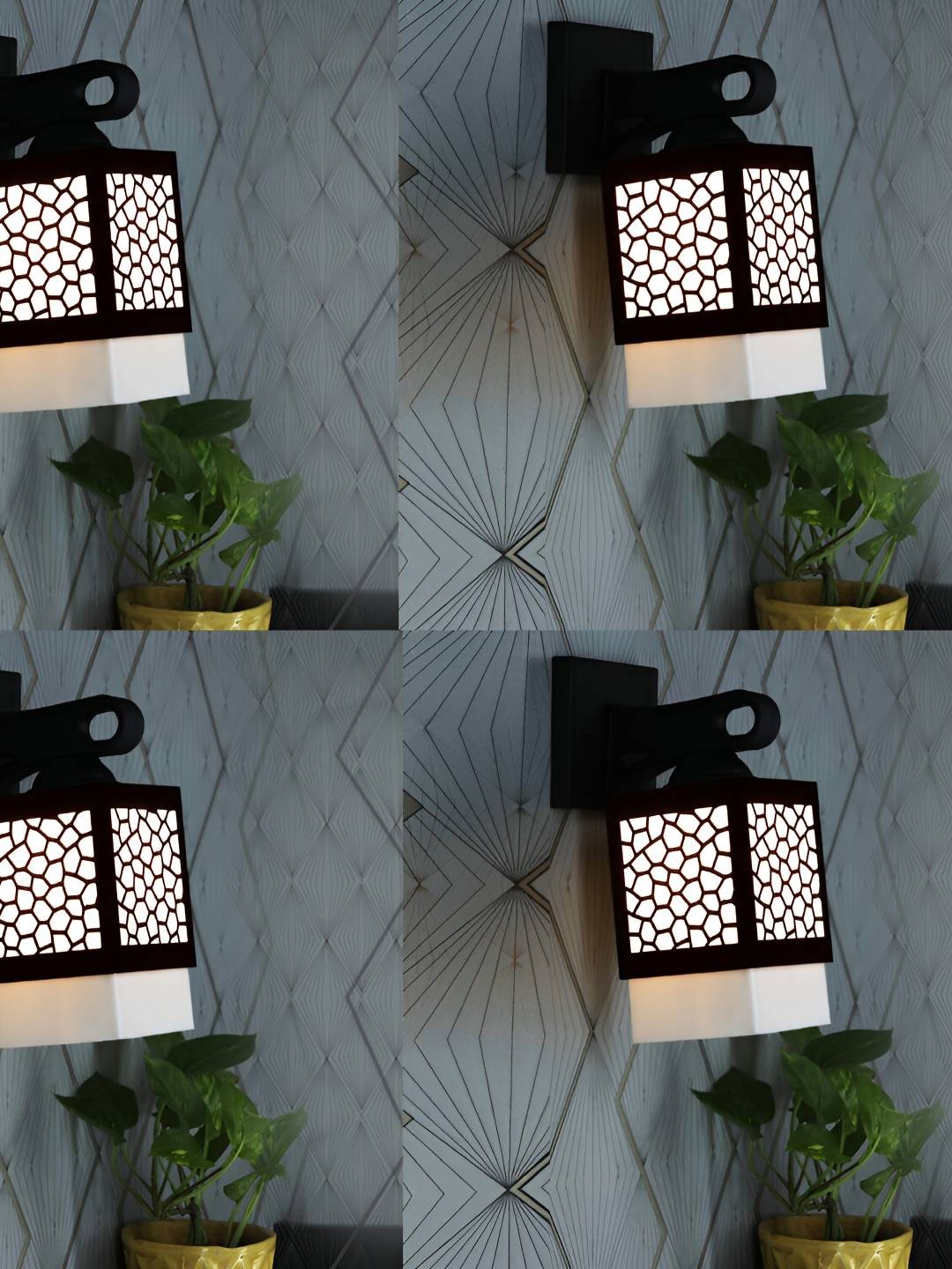 

Afast 4 Pcs Black & White Wooden Traditional Square Shaped Wall Lamps
