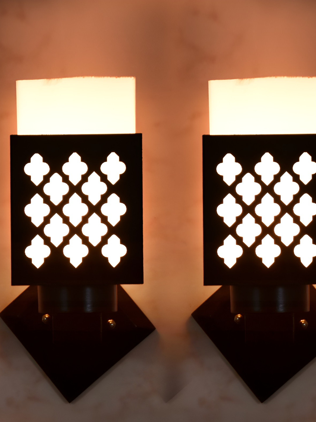 

Afast Black & White 2 Pieces Textured Wooden Square Wall Lamps