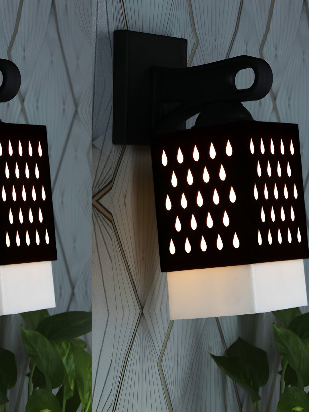 

Afast 2 Pcs Black & White Wooden Traditional Square Shaped Wall Lamps