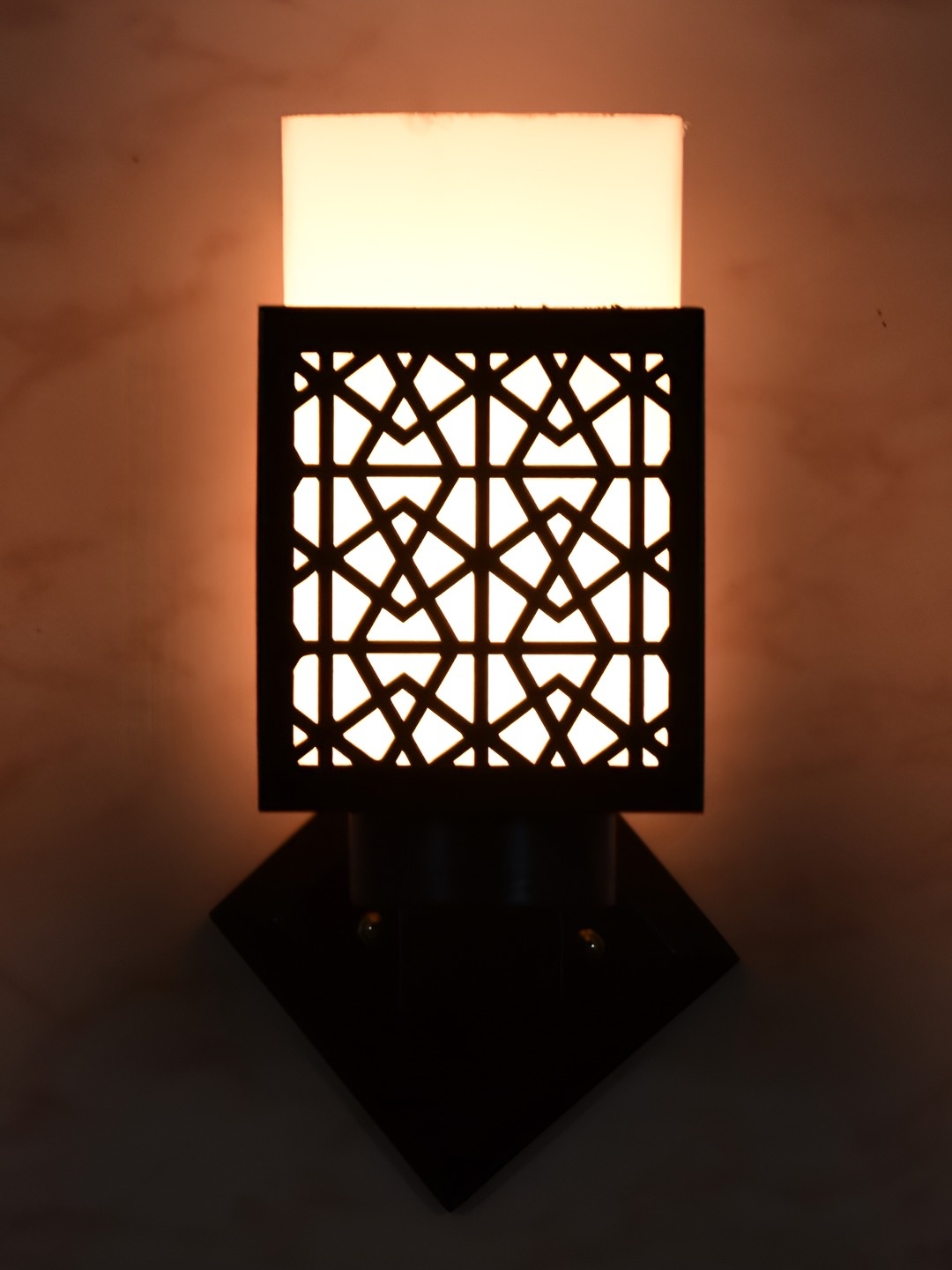 

Afast White & Black Wood Traditional Textured Square Shaped Wall Lamp, Brown