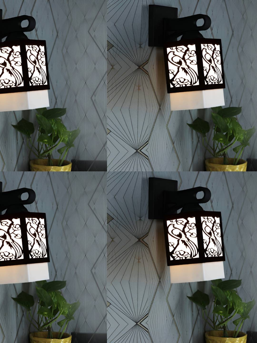 

Afast Black & White 4 pieces Textured Square Shaped Wall Lamp