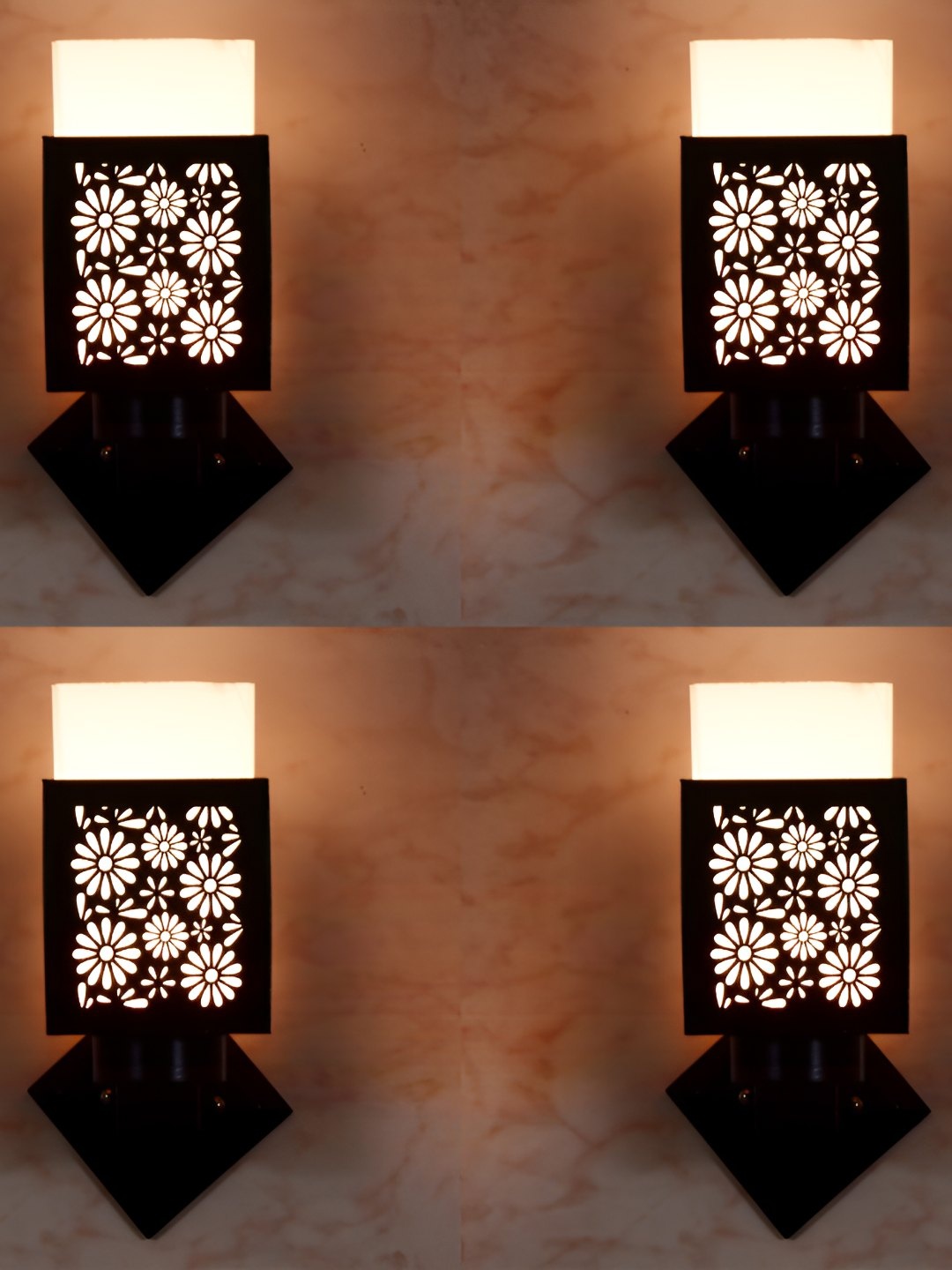 

Afast Black & White 4 pieces Textured Square Shaped Wall Lamp