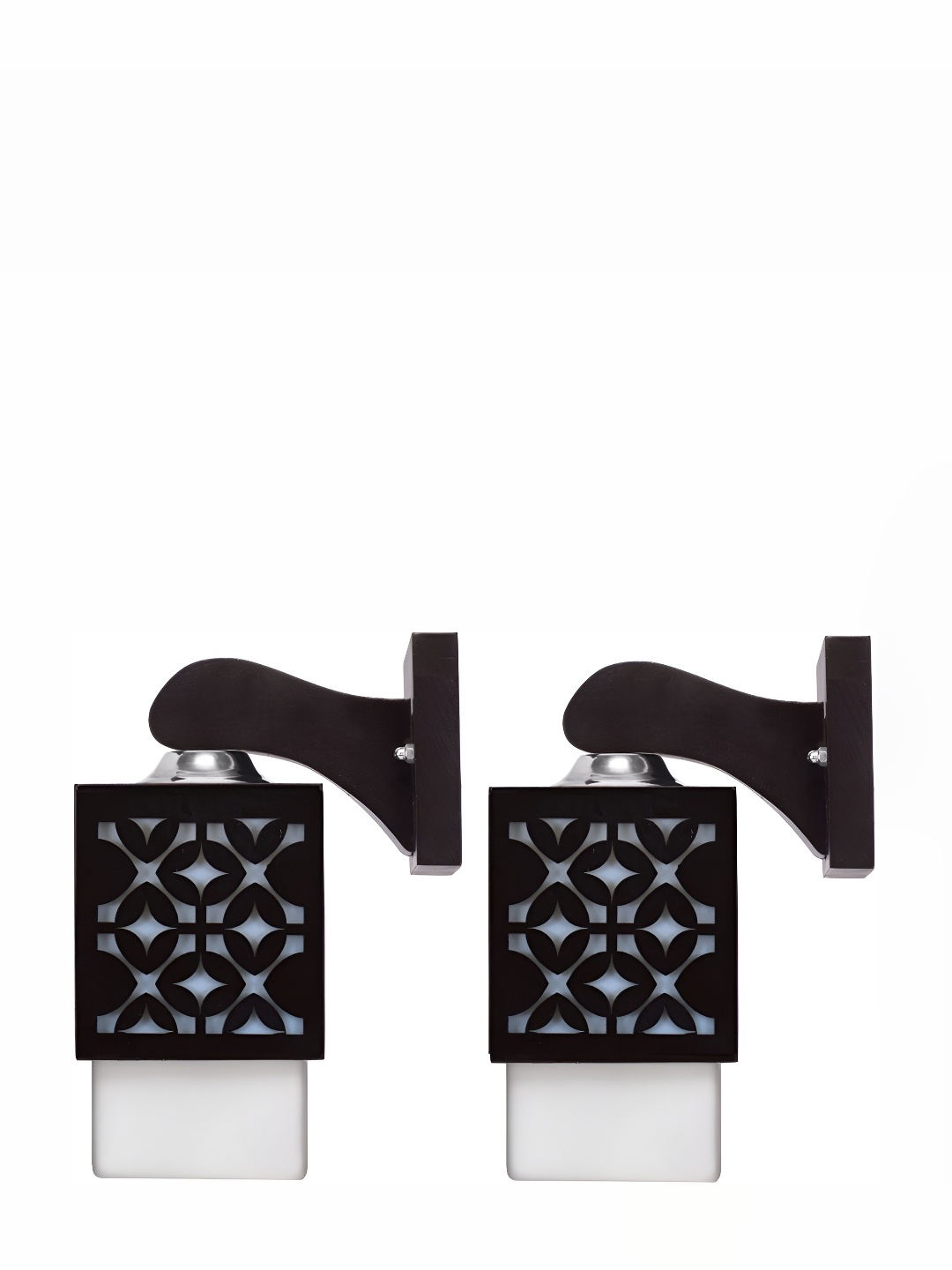 

Afast Black & White 2 Pieces Textured Wooden Square Wall Lamps