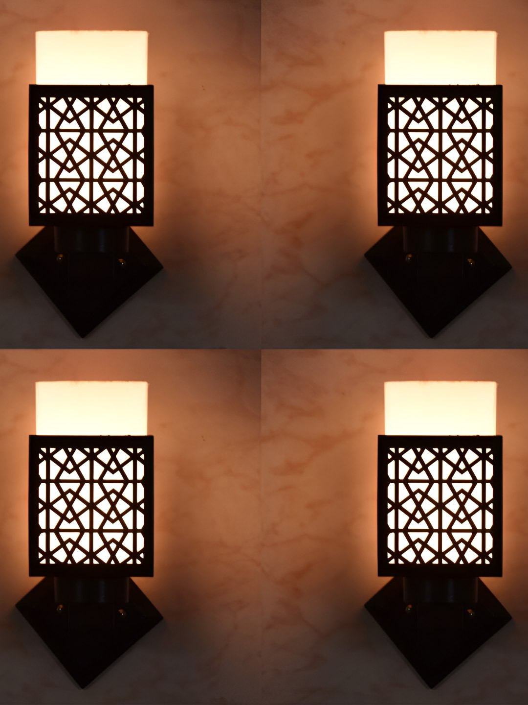 

Afast White & Black 4 Pieces Wooden Traditional Square Shaped Wall Lamp