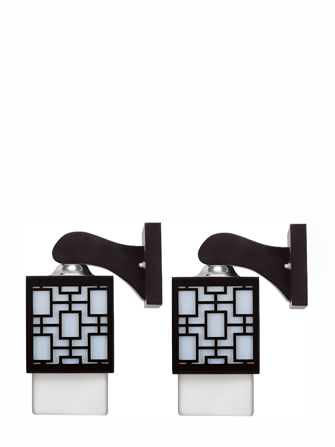 

Afast White & Black 2 Pieces Textured Contemporary Wood Square Shaped Wall Lamps