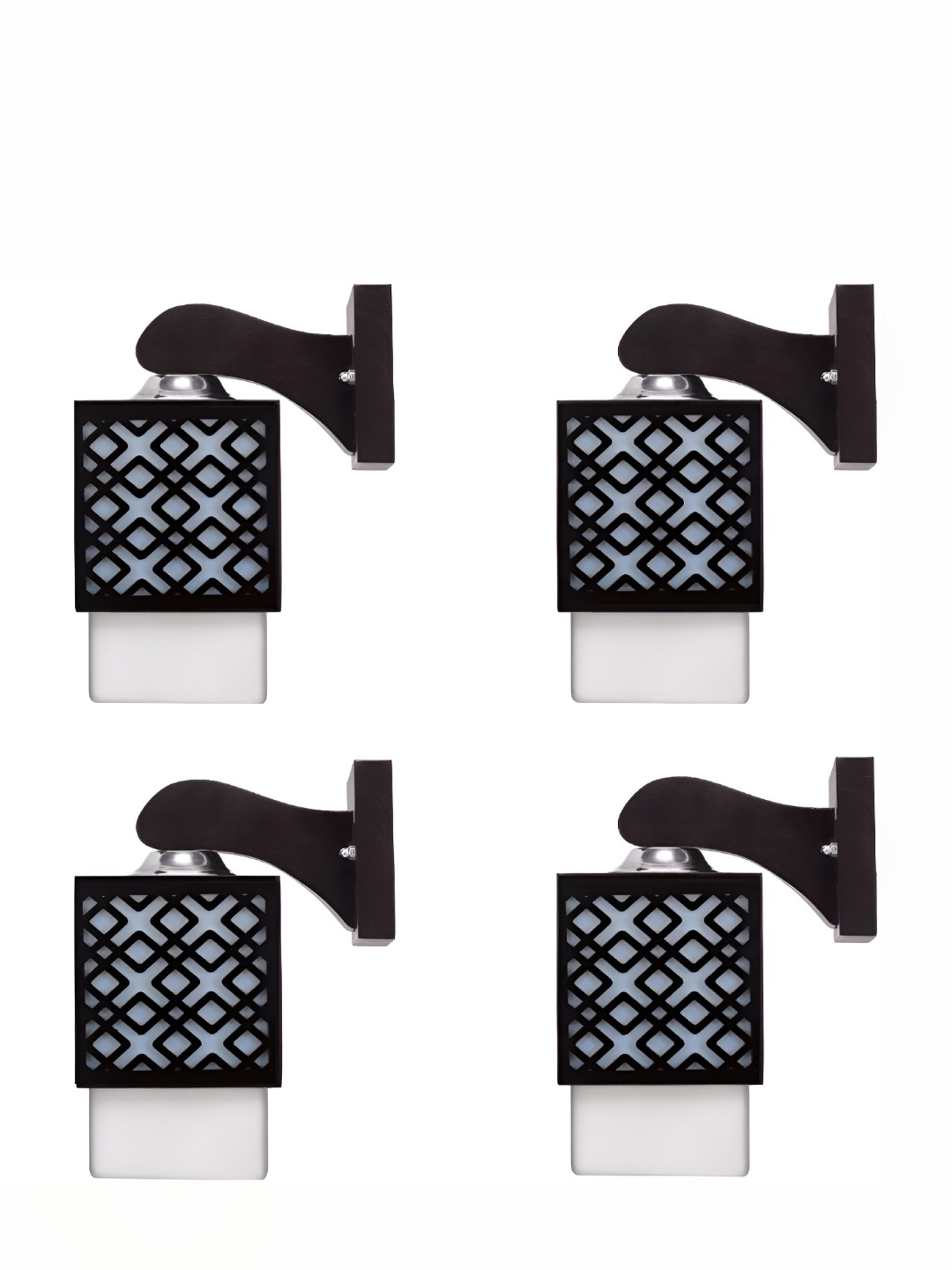 

Afast White & Blue 4 Pieces Square Wooden Textured Wall Lamp, Black