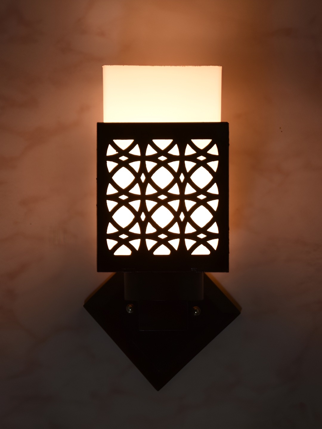 

Afast Black & White Textured Wooden Square Wall Lamp
