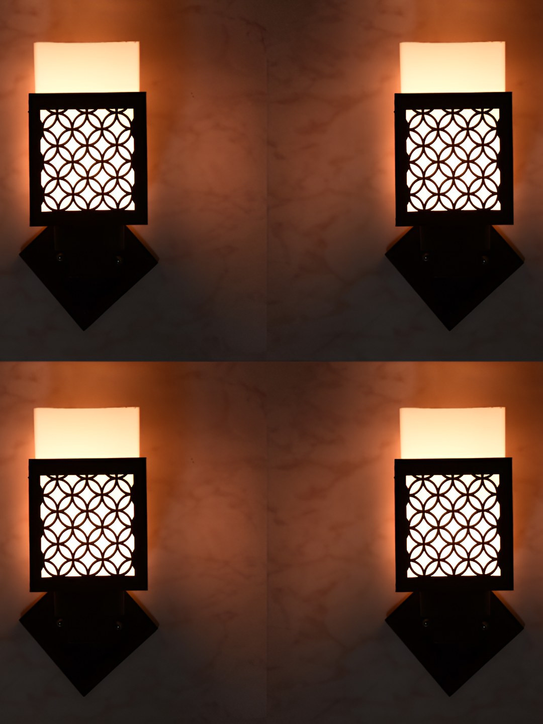 

Afast Black & White 4 Pieces Wood Traditional Square Shaped Wall Lamps