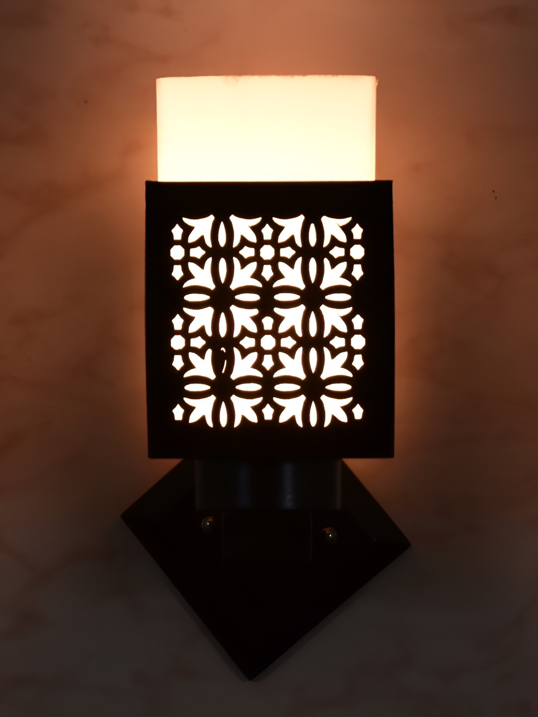 

Afast Brown Textured Wooden Traditional Square Shaped Wall Lamp, Black