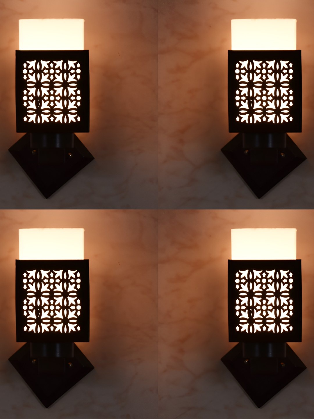 

Afast 4 Pcs Black & White Wooden Traditional Square Shaped Wall Lamps