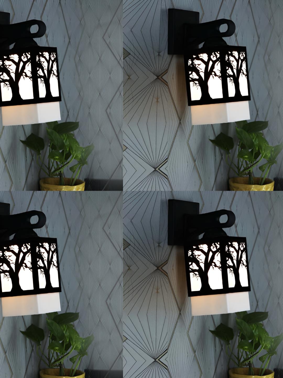 

Afast Black & White 4Pcs Wooden textured Square Shaped Wall Lamp