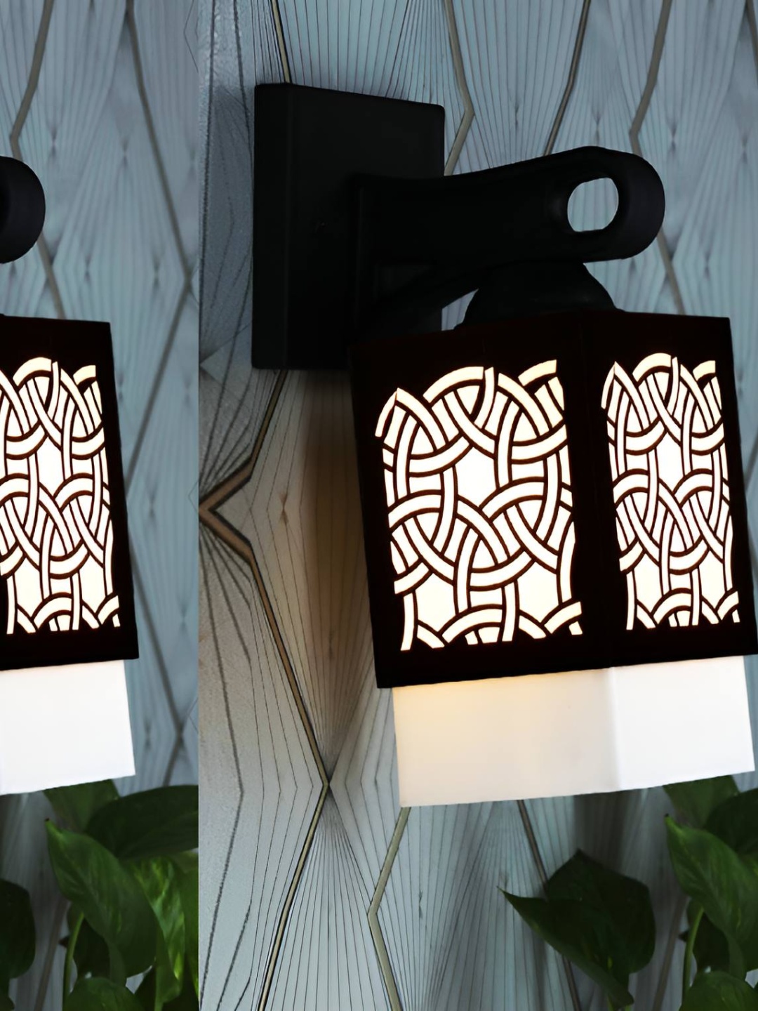 

Afast Black & White 2 Pieces Wooden Textured Square Shaped Wall Lamps