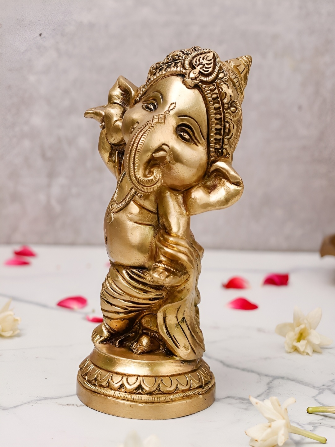

The Advitya Baby Dancing Ganesha Brass Idol Statue Murti, Gold