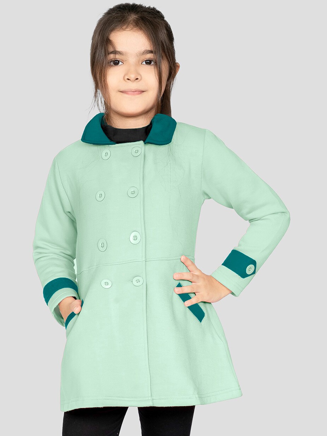 

Naughty Ninos Girls Double Breasted Fleece Peacoat, Green