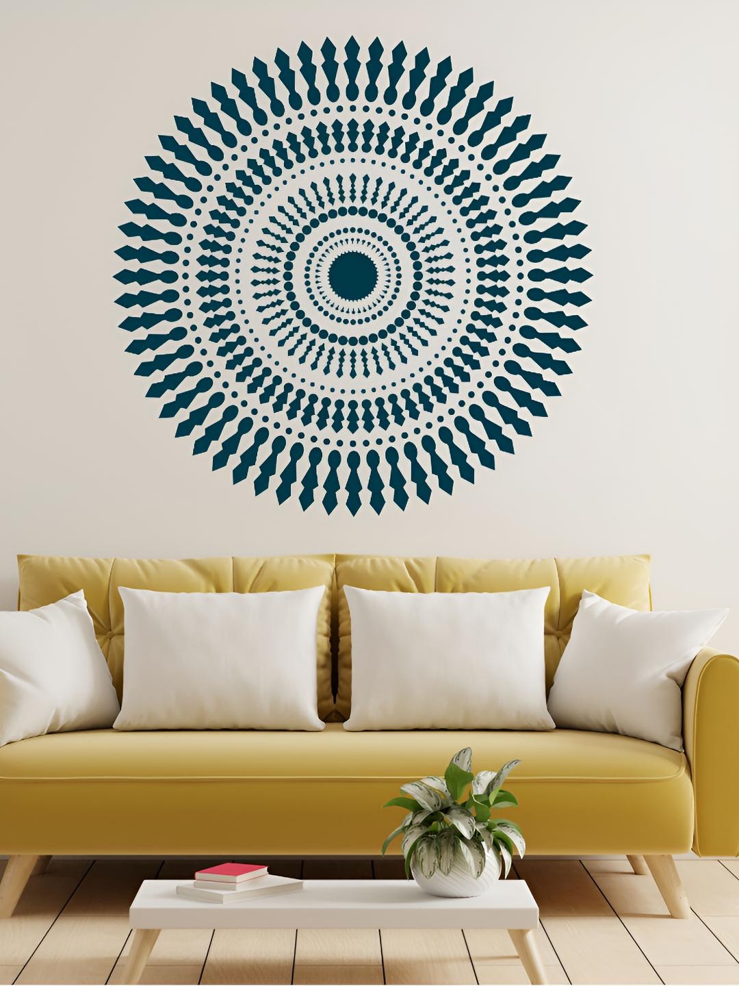 

KAYRA DECOR White & Black Funky Spin Cycle Mandala Design Wall Stencil