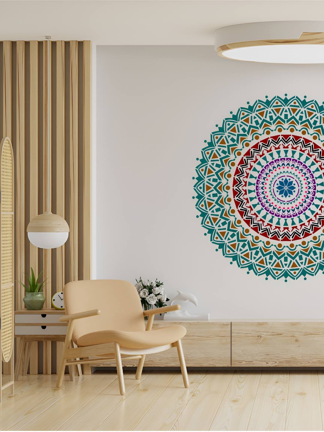 

KAYRA DECOR White Balance Mandala Stencil Wall Painting, Black