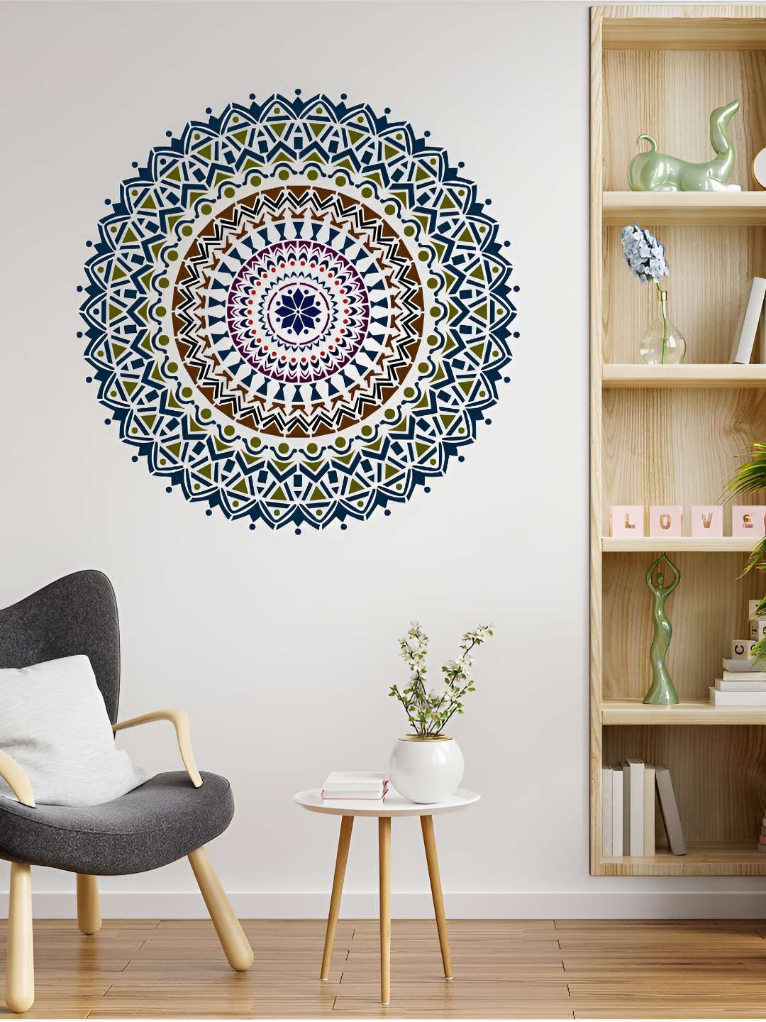 

KAYRA DECOR White & Black Balance Mandala Design Wall Stencil