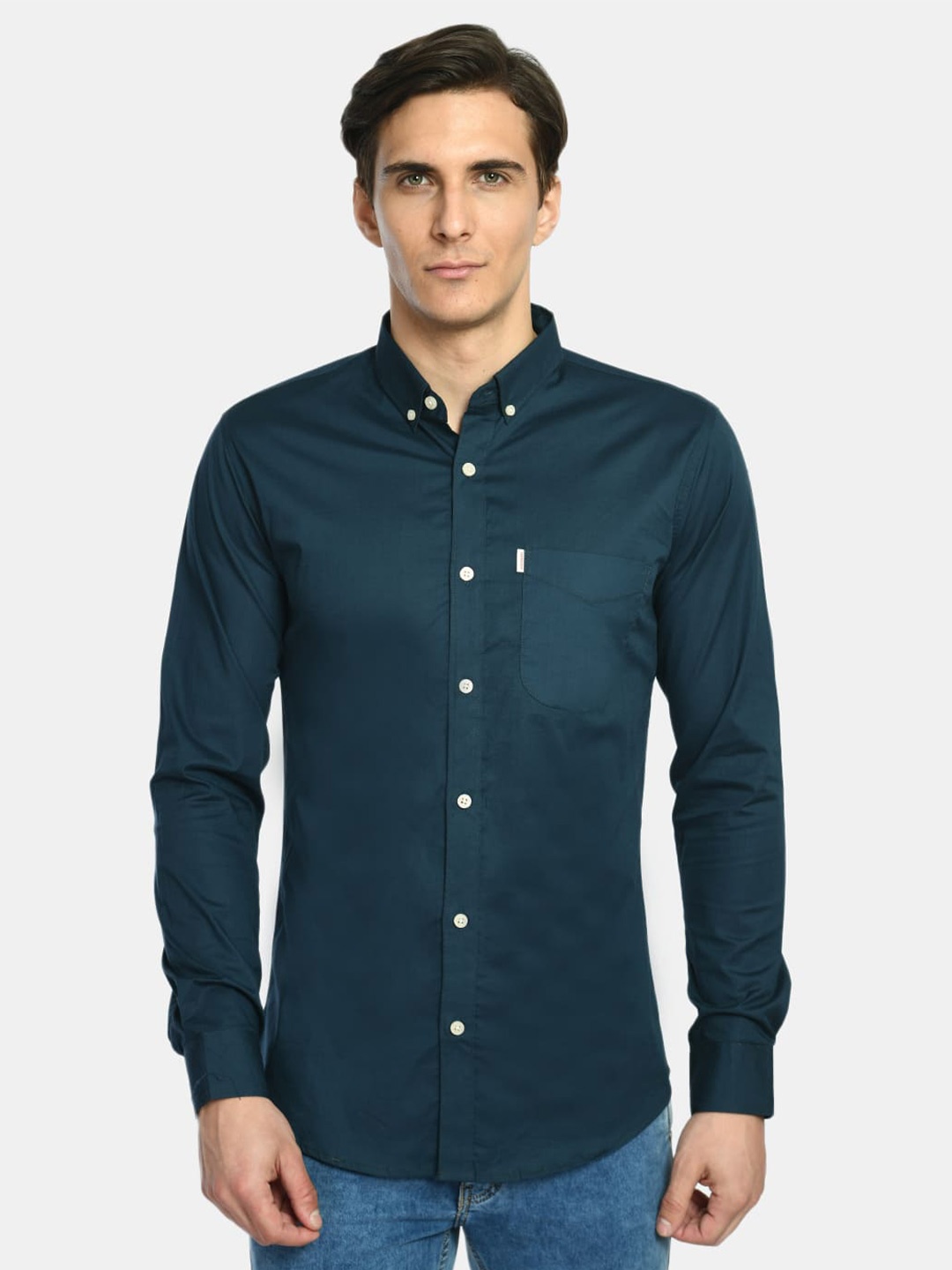 

SQUIREHOOD Classic Tailored Fit Cotton Casual Shirt, Teal