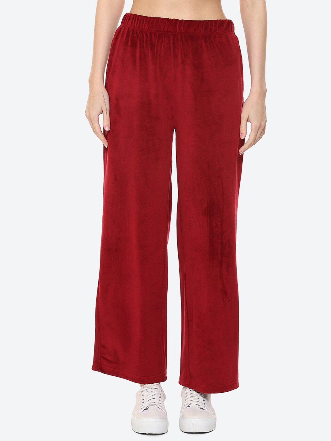 

2Bme Women Mid-Rise Straight-Fit Track Pants, Maroon