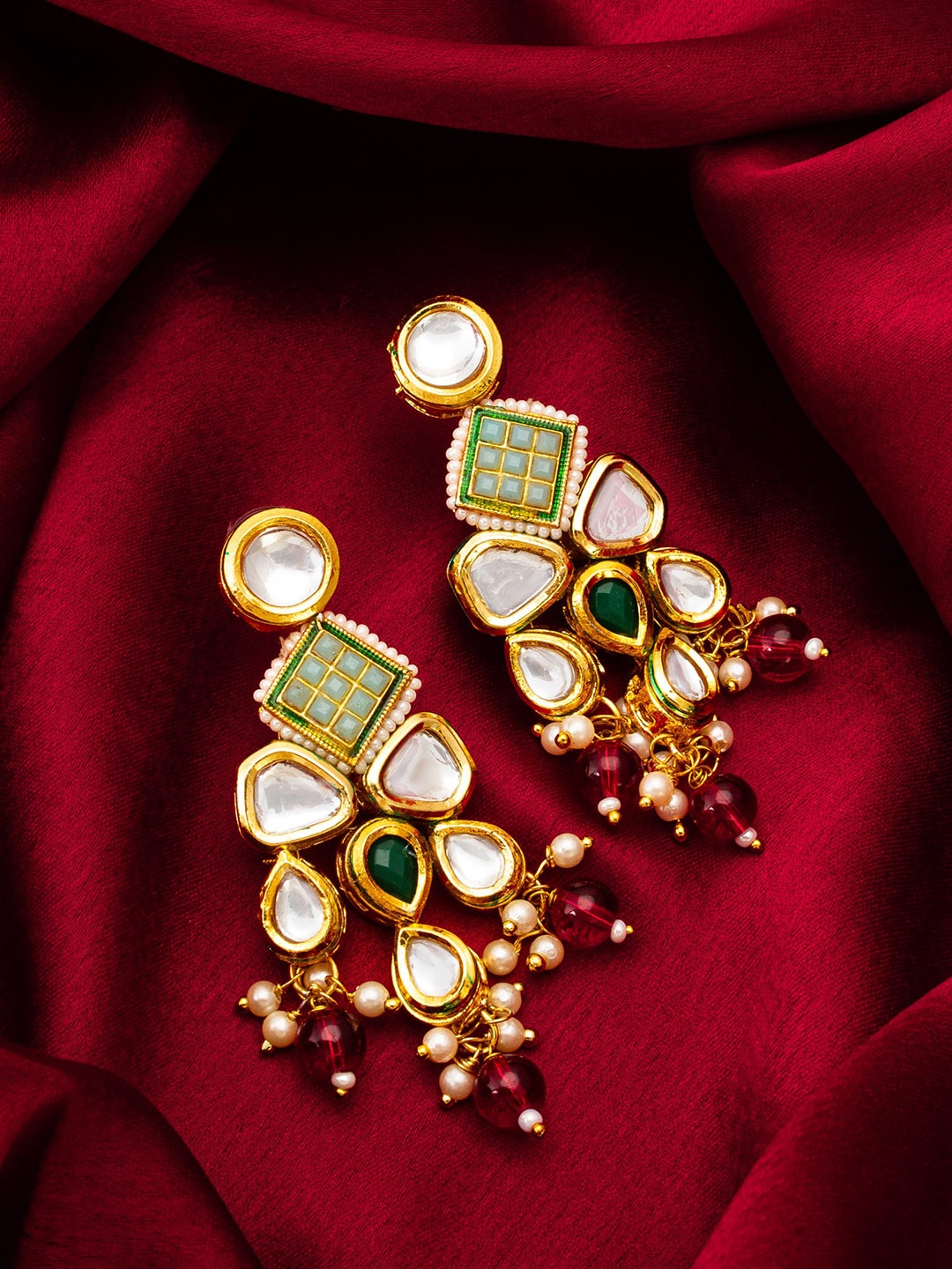 

aadita Gold-Plated Geometric Drop Earrings