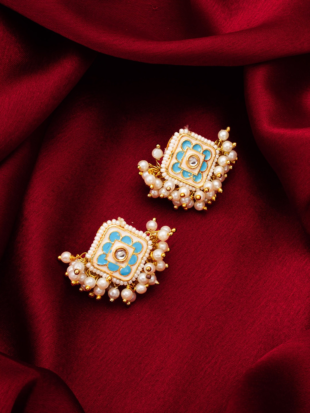 

aadita Gold Plated Pearl Studded Stud Earrings