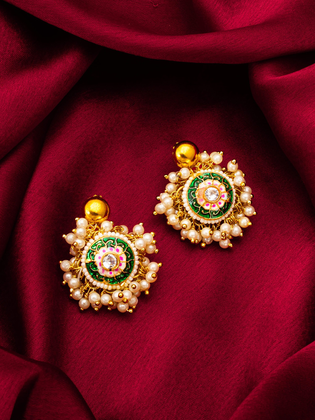 

aadita Gold Plated Pearl Studded Stud Earrings