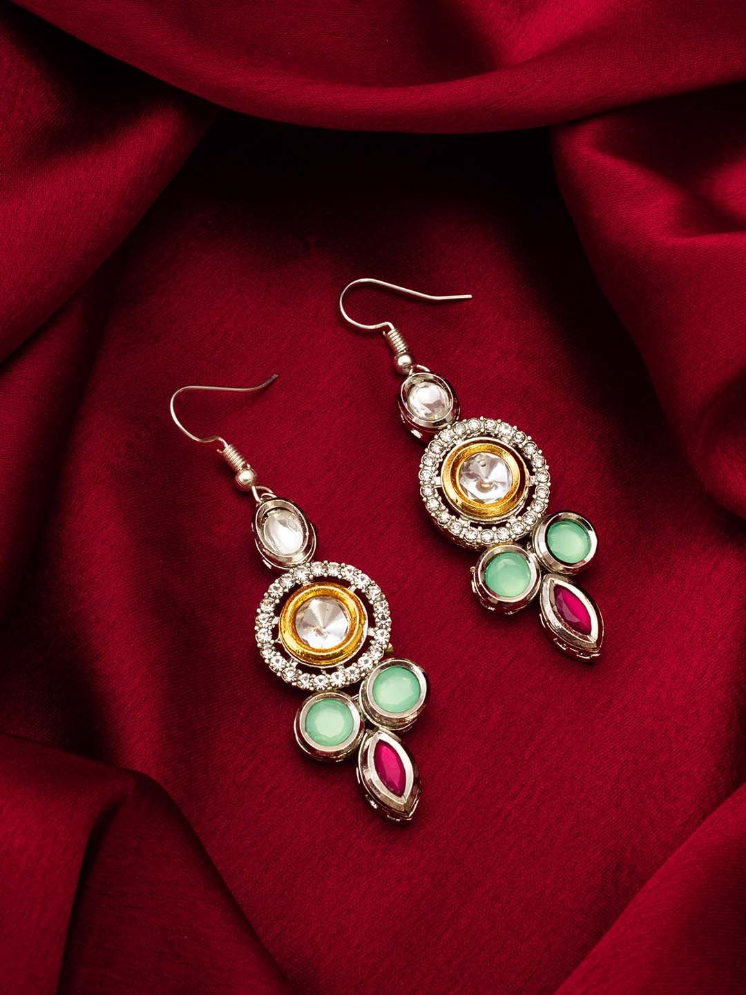 

aadita Silver-Plated Geometric Drop Earrings