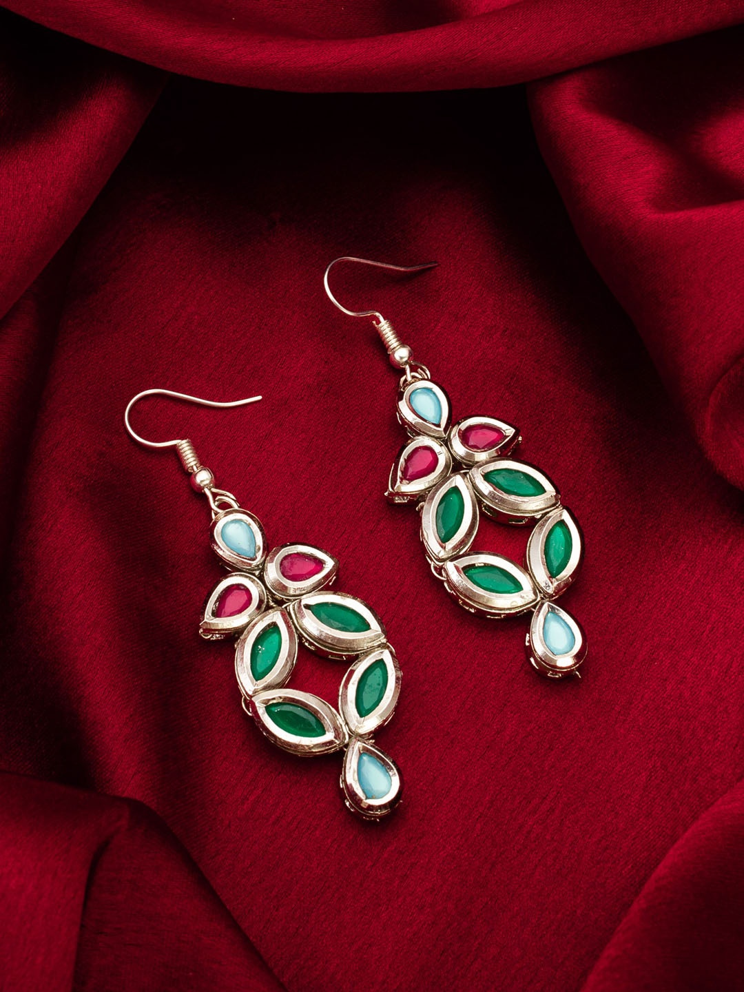 

aadita Silver Plated Geometric Drop Earrings