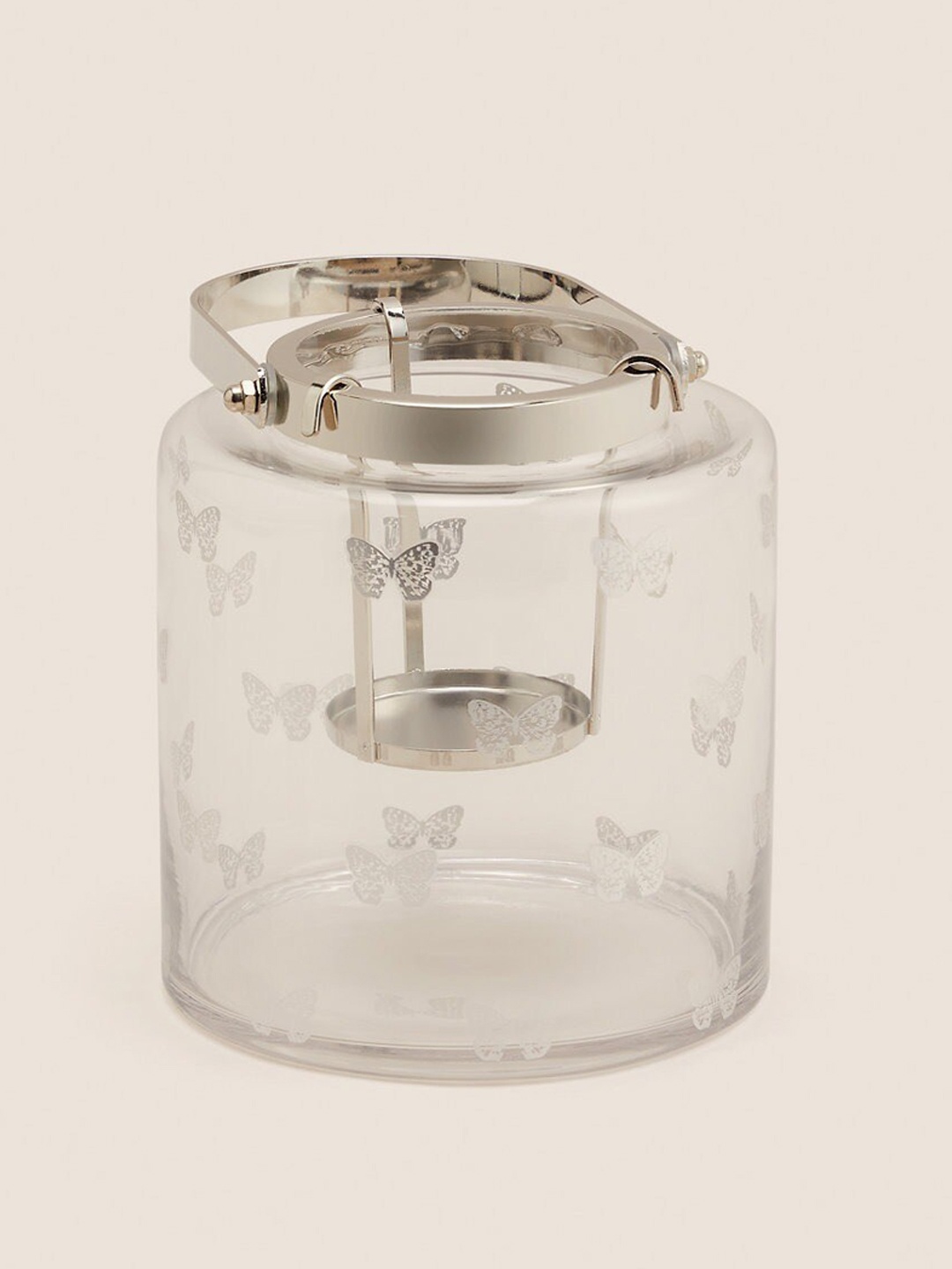

Marks & Spencer Metallic-toned & Transparent Butterfly Medium Lantern, Silver