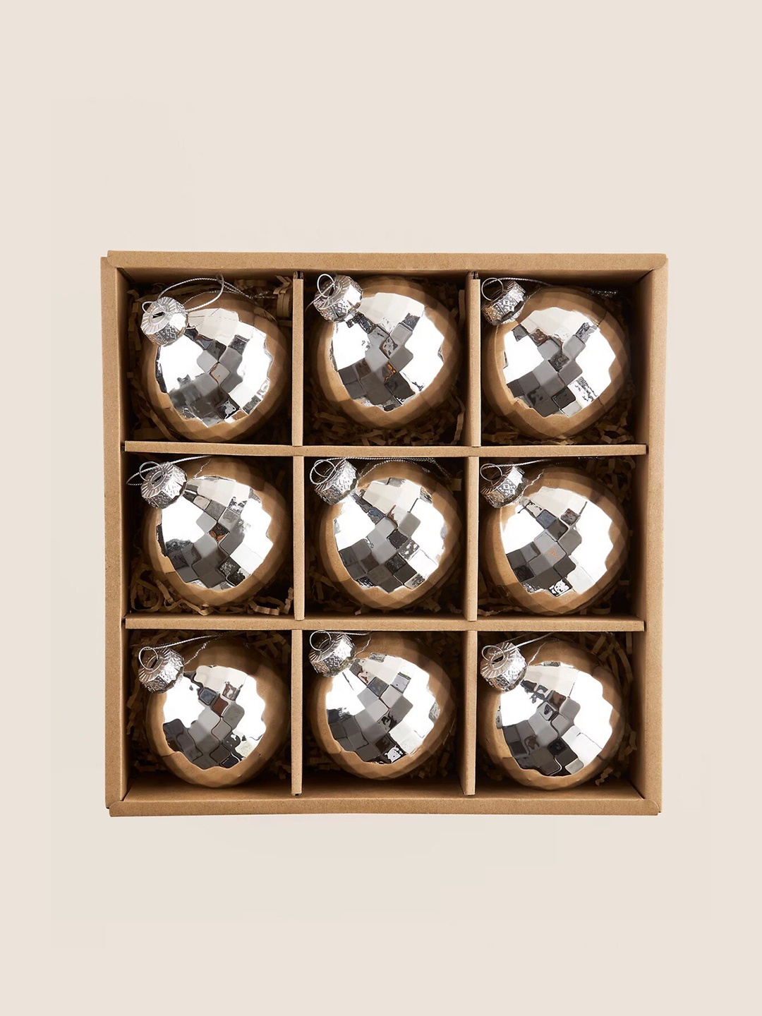 

Marks & Spencer 9 Pieces Silver-toned Glass Christmas Baubles, Grey