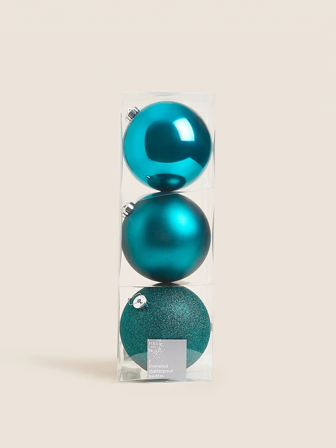 

Marks & Spencer Teal Blue 3 Pieces Matt & Glitter Baubles