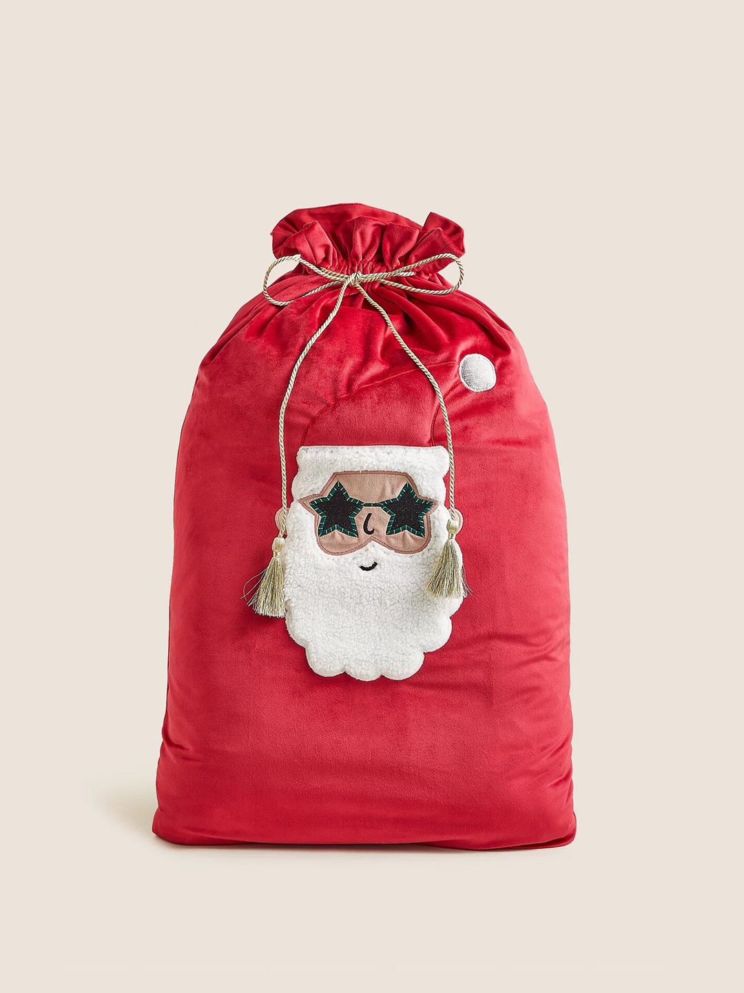 

Marks & Spencer Red & White Textured Christmas Decor Santa Sack