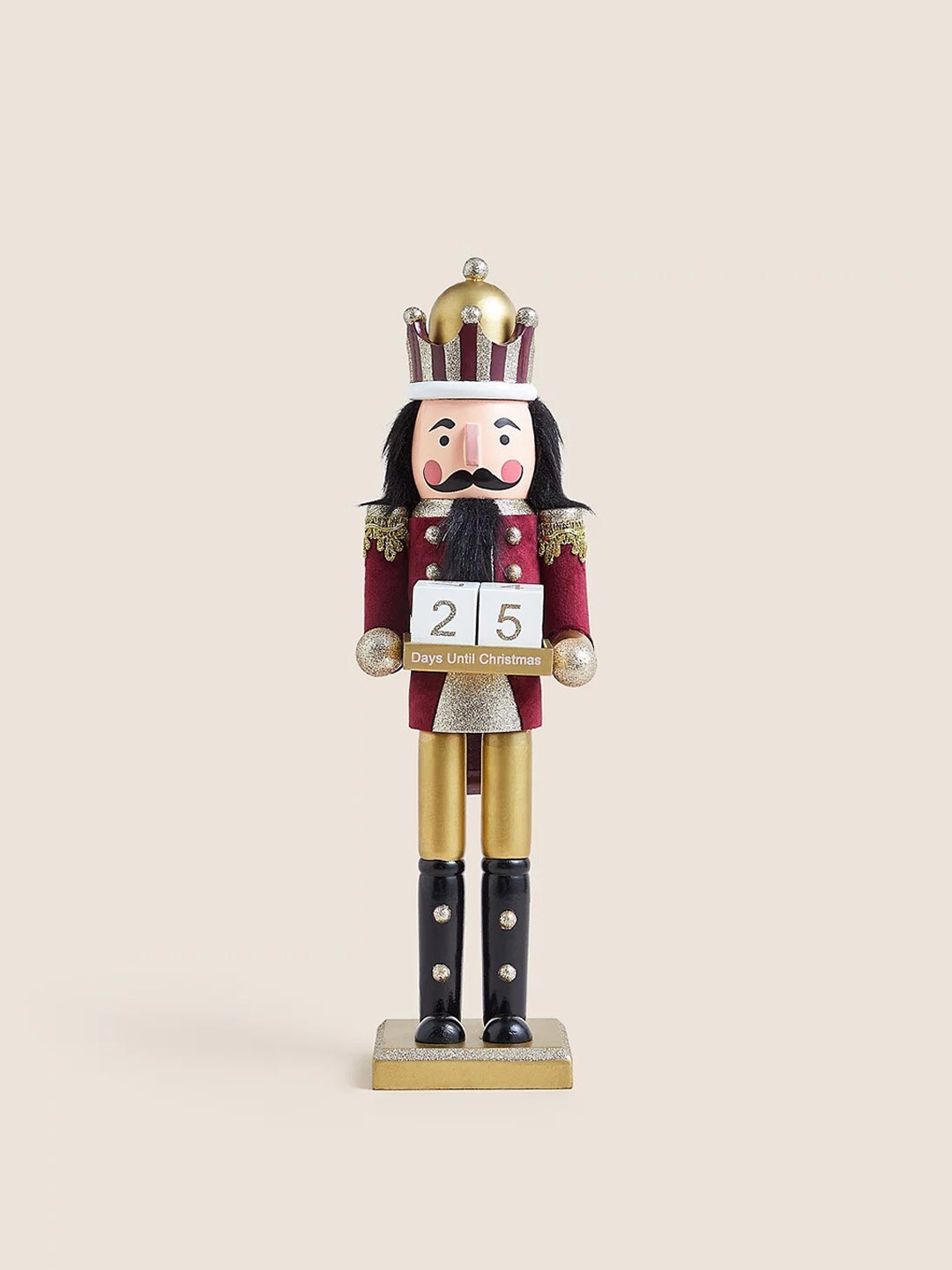 

Marks & Spencer Red & Yellow Textured Wood Advent Nutcracker Christmas Decor
