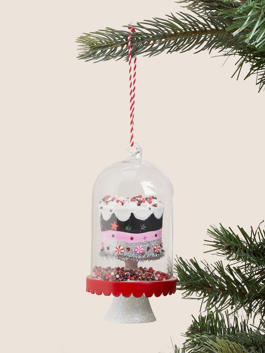

Marks & Spencer Transparent Textured Glass Hanging Trifle Cloche Christmas Decor