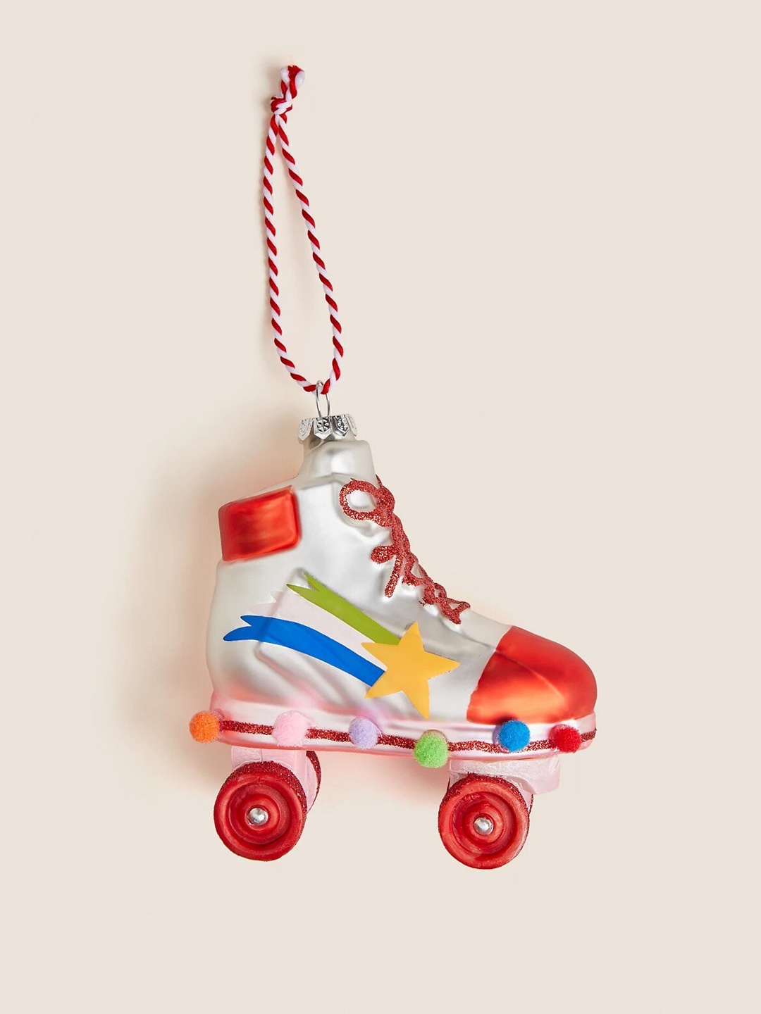 

Marks & Spencer Red & Grey Printed Hanging Roller Skate Ornaments Christmas Decor
