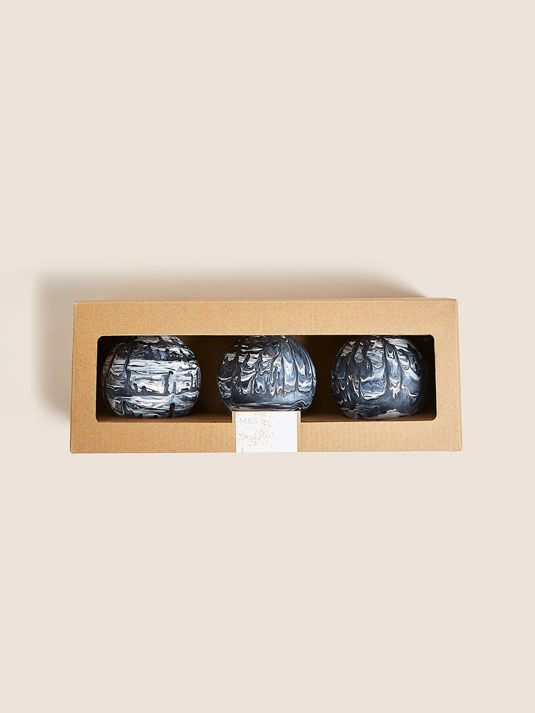 

Marks & Spencer Blue & White 3 Pieces Marbled Baubles
