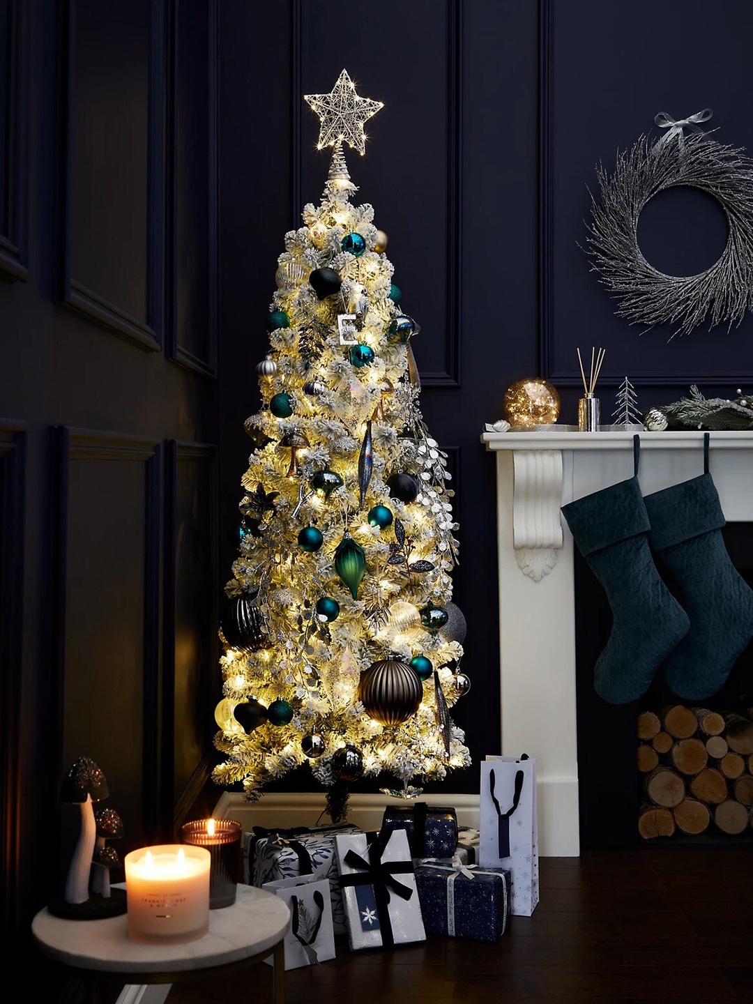 

Marks & Spencer Teal Green Textured Velvet Stocking Christmas Tree Ornaments