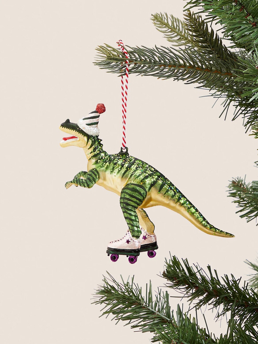 

Marks & Spencer Green & Gold-Toned Textured Glass Hanging Dinosaur Christmas Decor