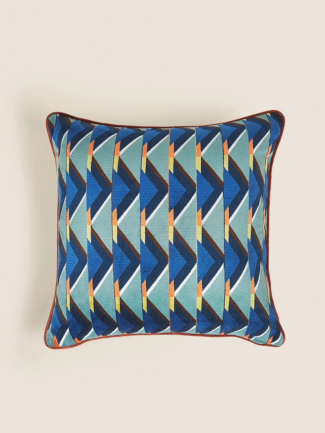 

Marks & Spencer Blue & Teal Green Velvet Geometric Printed Square Cushion