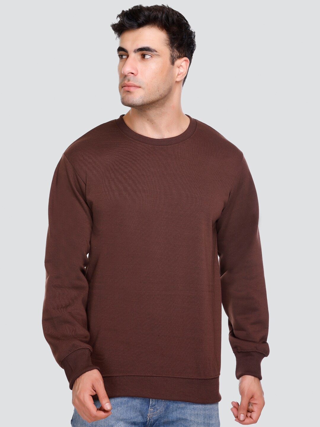 

Concede Round Neck Fleece Pullover, Brown