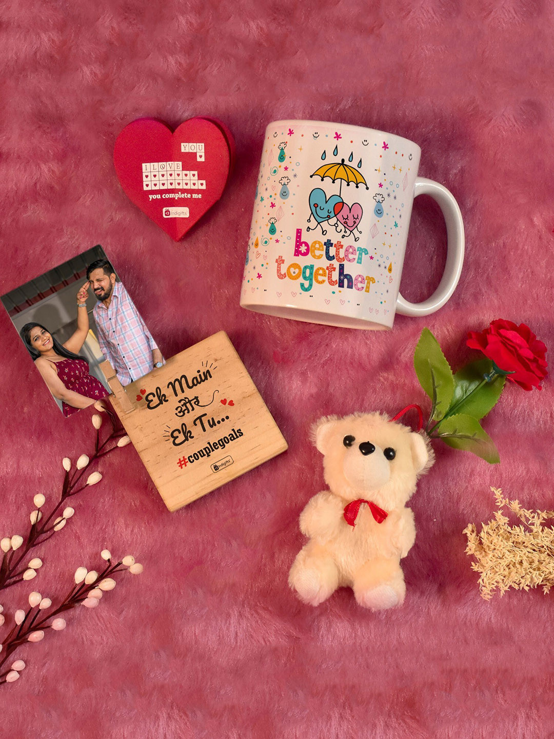 

Indigifts Brown 5 Pieces Valentine Speical Gift Set, White