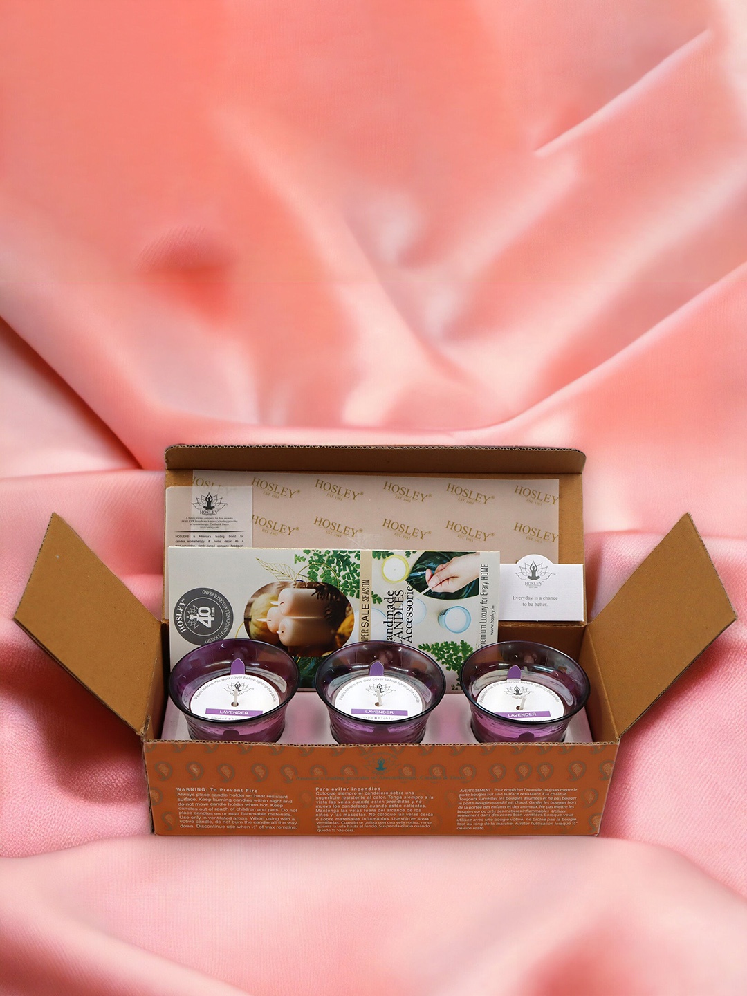 

HOSLEY Purple Lavender 3 Pieces Fragrance Votive Glass Filled Candles