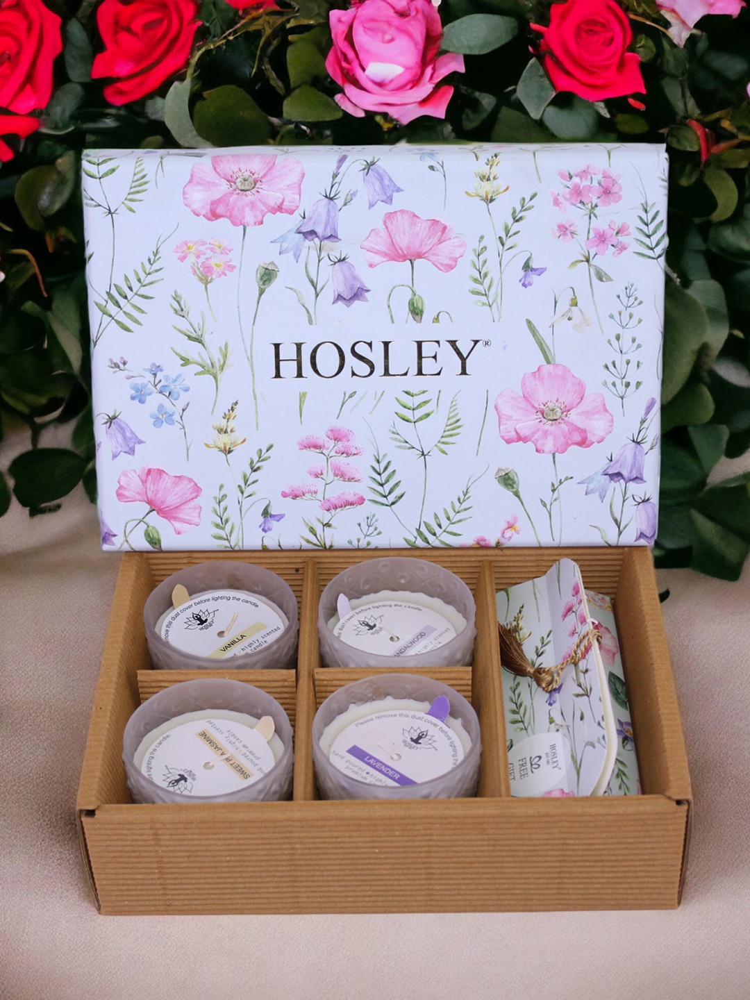 

HOSLEY White 4 Pieces Fragrance Frosted Glass Candles