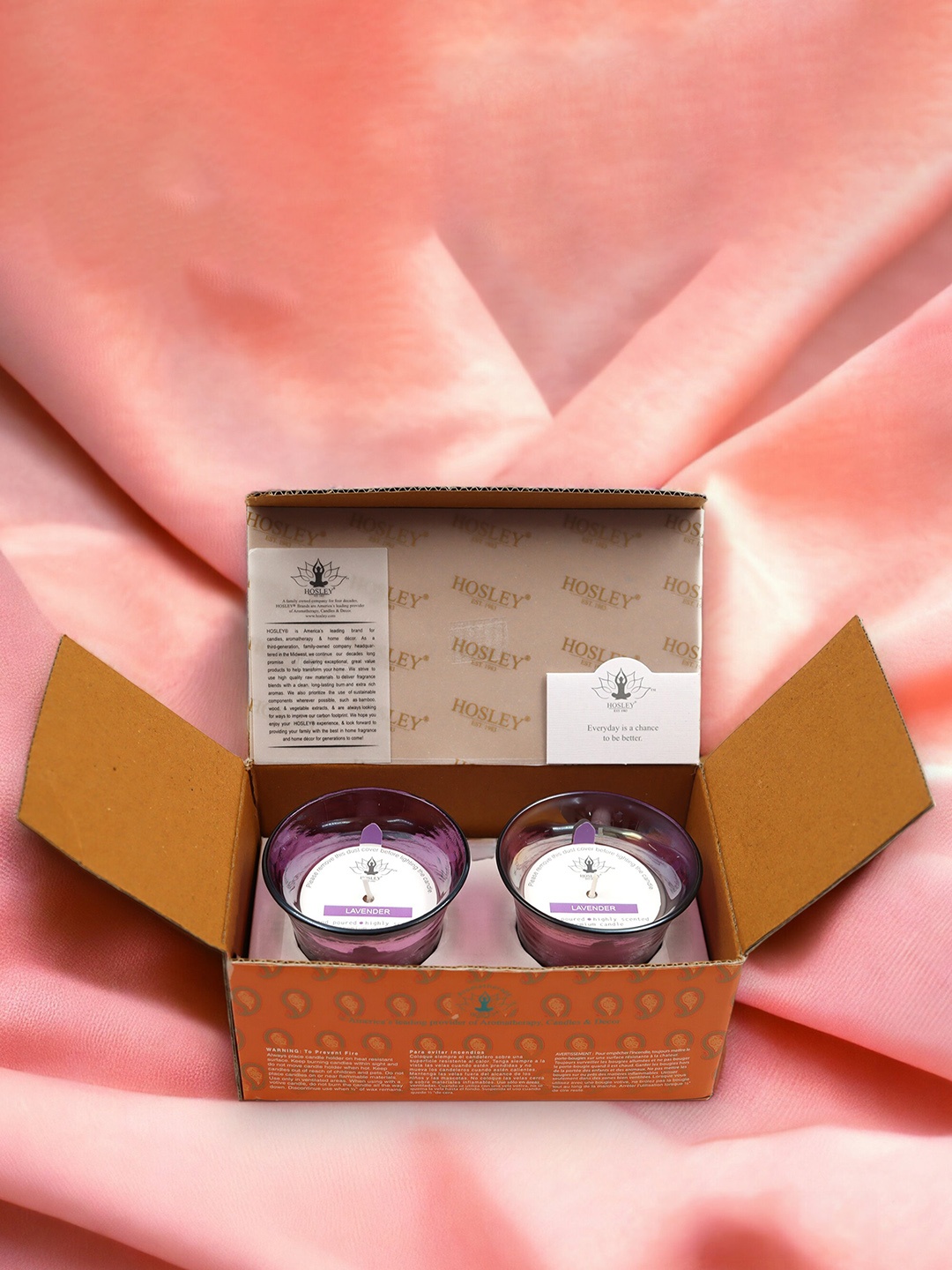 

HOSLEY Purple 2 Pieces Lavender Fragrance Votive Glass Filled Candles