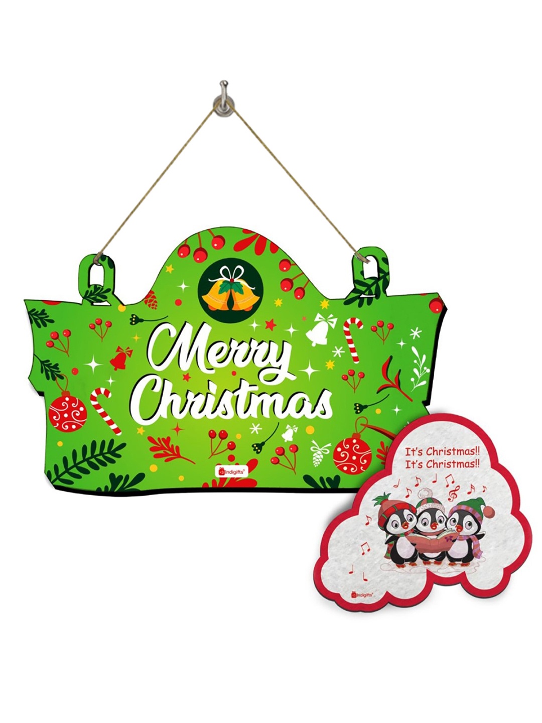 

Indigifts Green Merry Christmas Printed Wall Decor