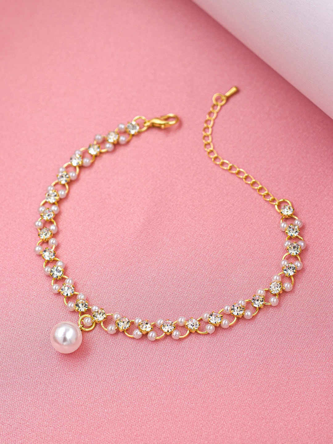 

Bellofox White Gold Plated Beaded Link Bracelet