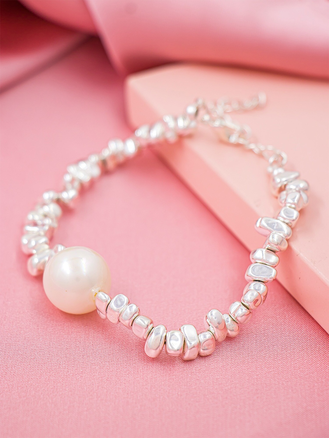 

Bellofox Women Silver-Plated Beaded Link Bracelet