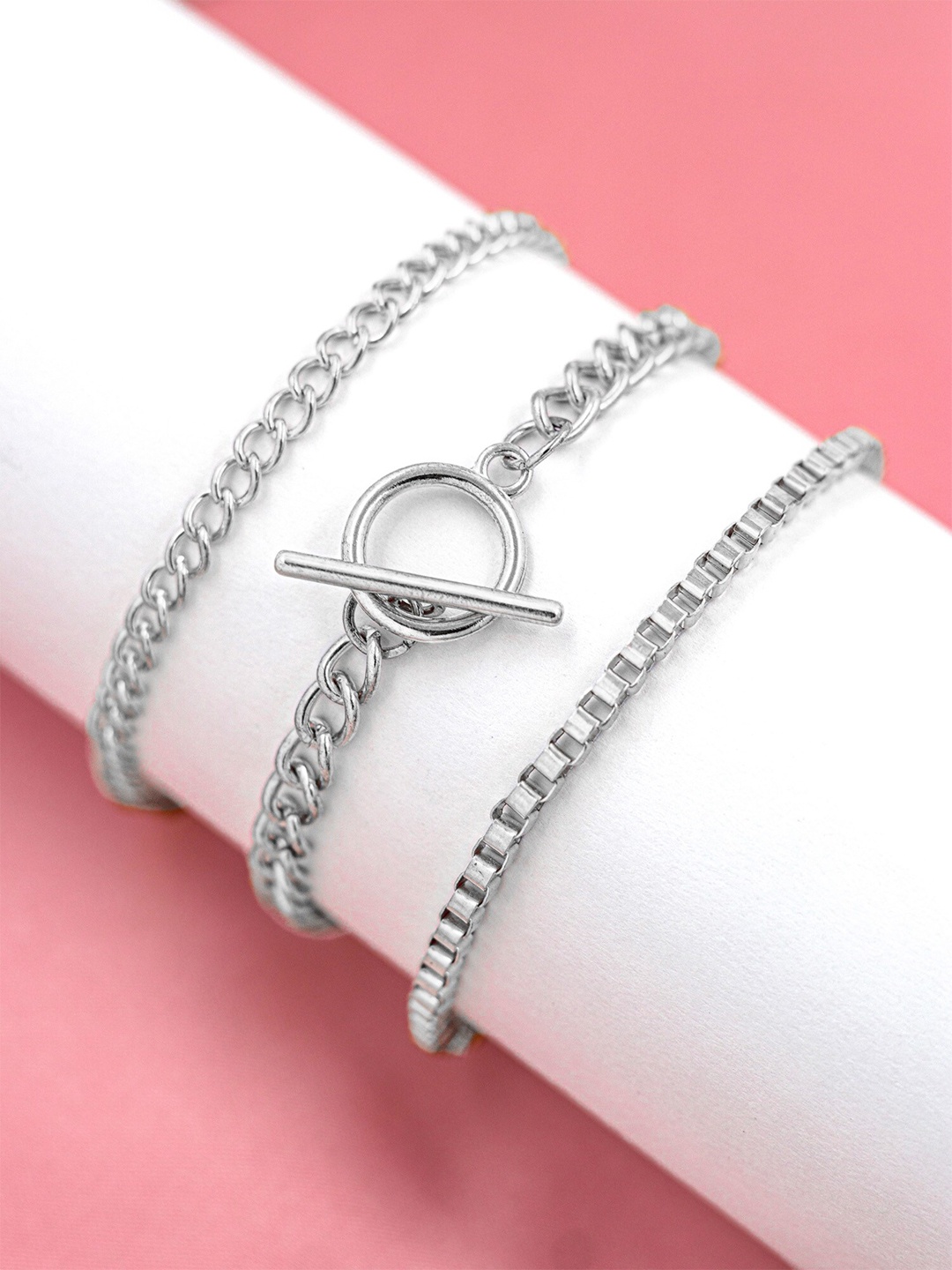 

Bellofox Women Set Of 3 Silver-Plated Link Bracelet