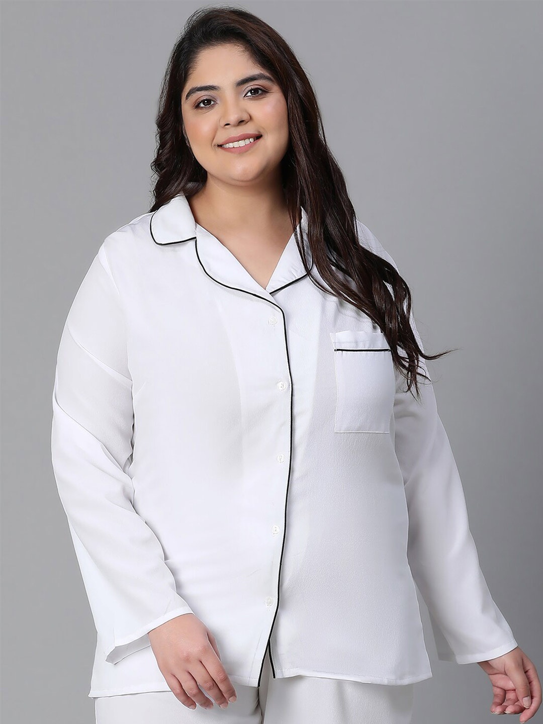 

Oxolloxo Plus Size Relaxed Tailored Fit Lounge Shirt, White