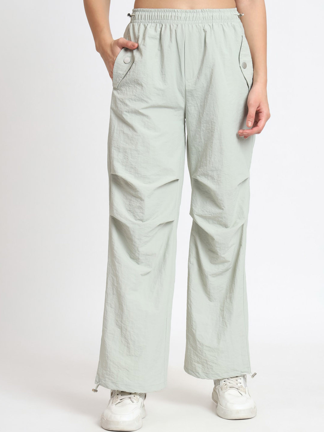 

VividArtsy Women Loose Fit Nylon Safari Parachute Trousers, Grey